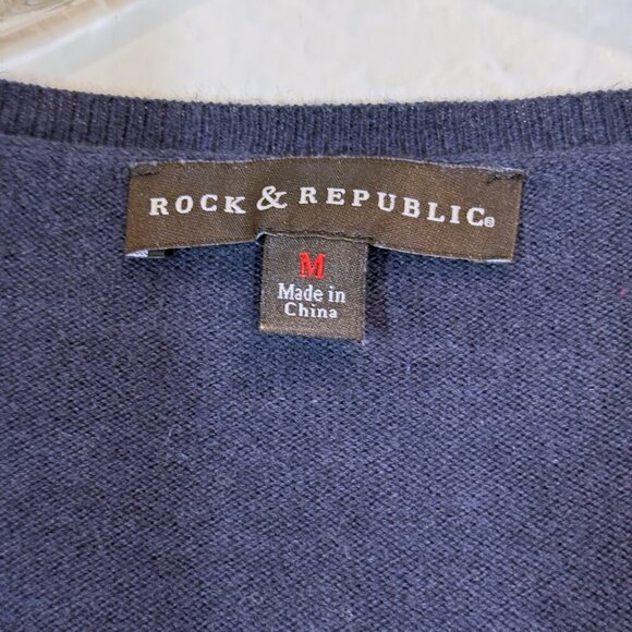 Rock Republic Y2K Crown Graphic Tunic Sweater Blue Medium - Picture 5 of 7